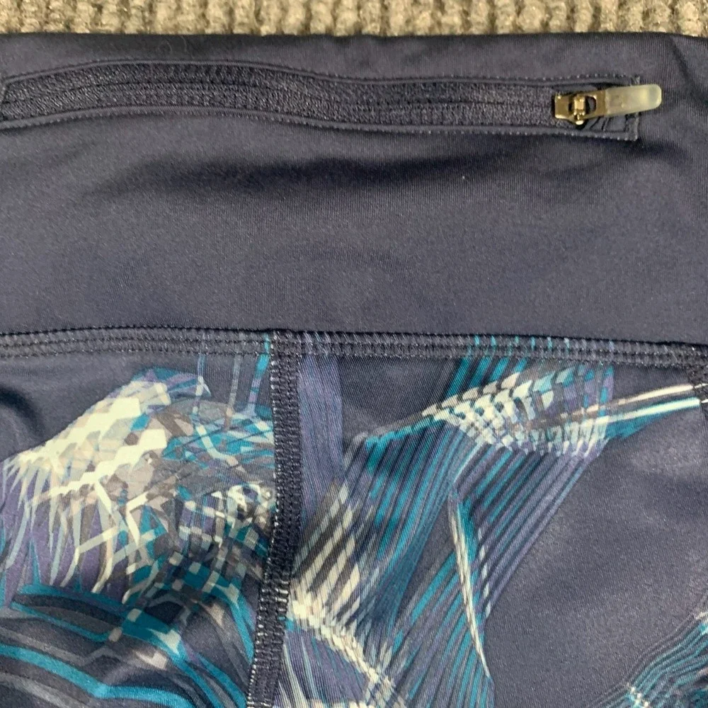 Nike Leggings Womens Small Blue Power Crop Stretch Dri Fit Pockets Yoga‎ Gym Run